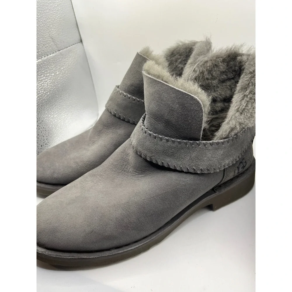 UGG Australia Women's Gray Suede Sheepskin Lined Ankle Boots Size‎ 9